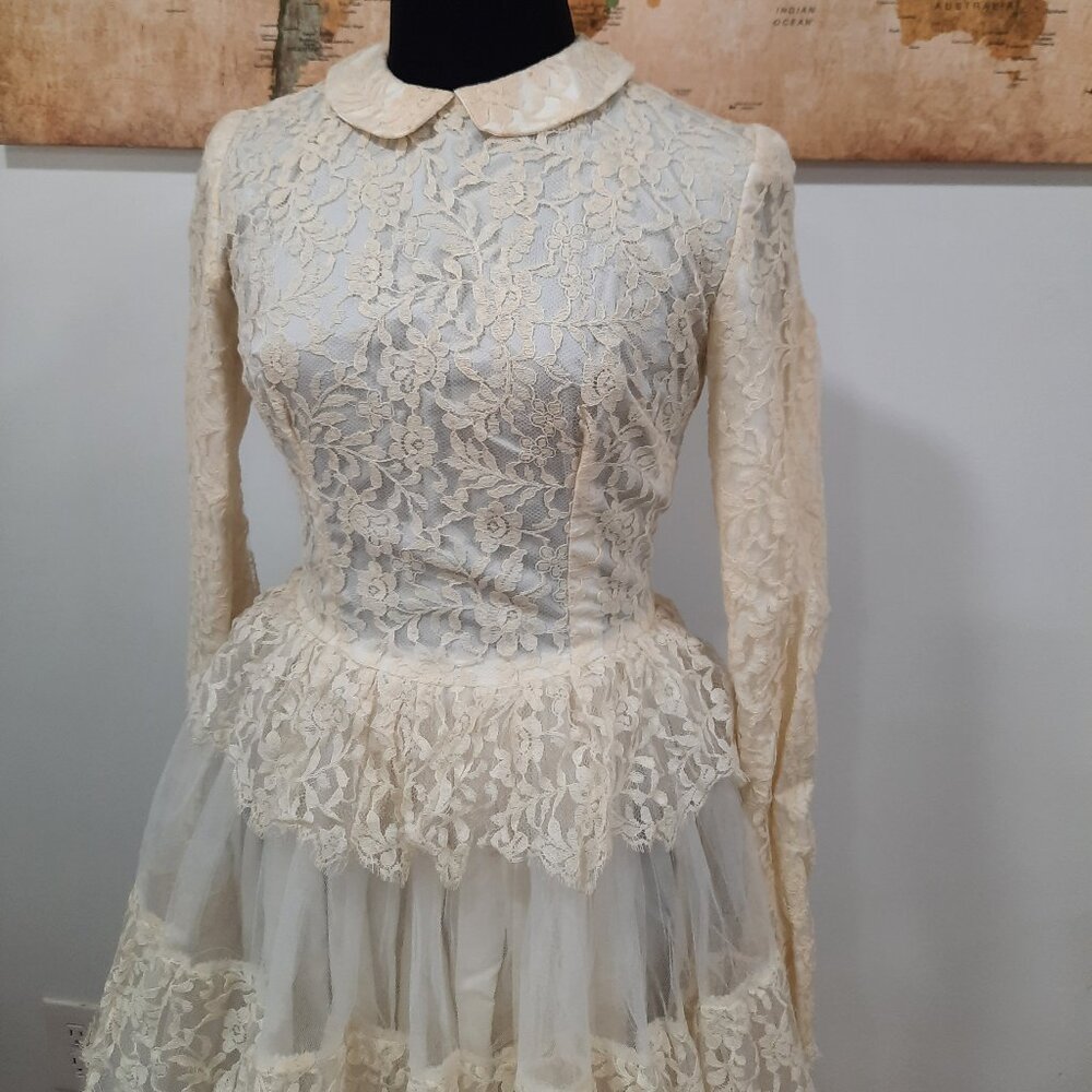Vtg 40s handmade wedding dress - Picture 5 of 15